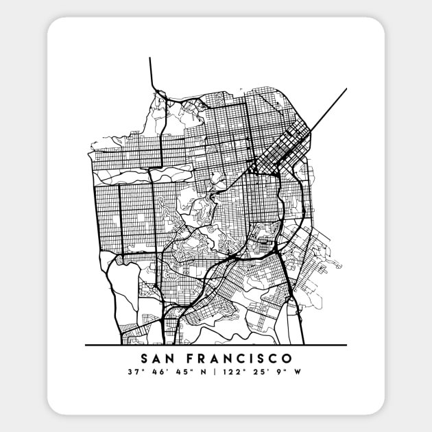 SAN FRANCISCO CALIFORNIA BLACK CITY STREET MAP ART Sticker by deificusArt